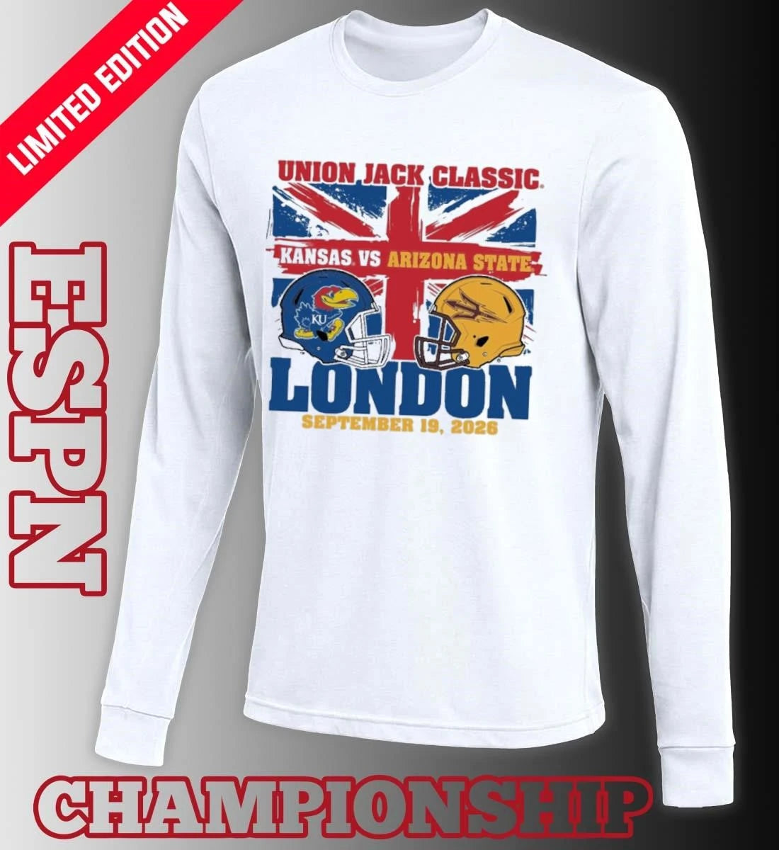 Official Arizona State Vs Kansas Jayhawks Football 2026 London Union Jack Classic shirt