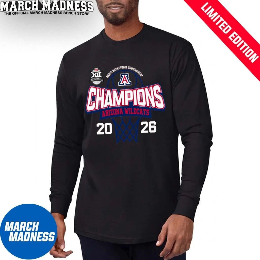 Official Arizona Wildcats 2026 Big 12 Conference Men’s Basketball Tournament Champions Shirt