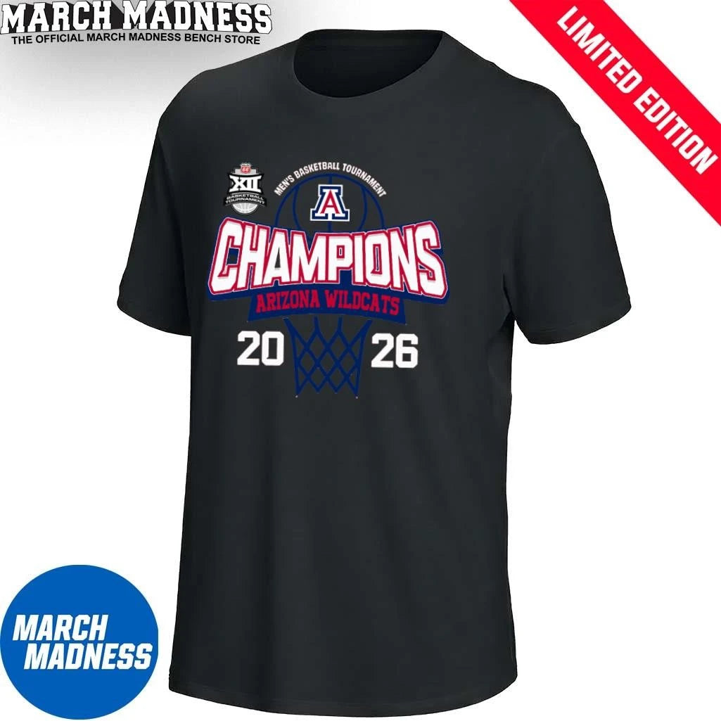 Official Arizona Wildcats 2026 Big 12 Conference Men’s Basketball Tournament Champions Shirt