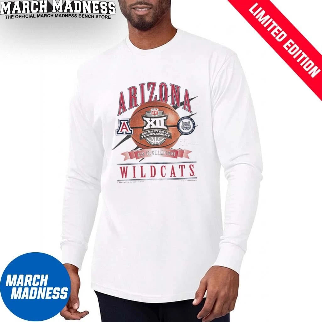 Official Arizona Wildcats 2026 Big 12 Men’s Basketball Conference Tournament Champions Locker Room T-Shirt