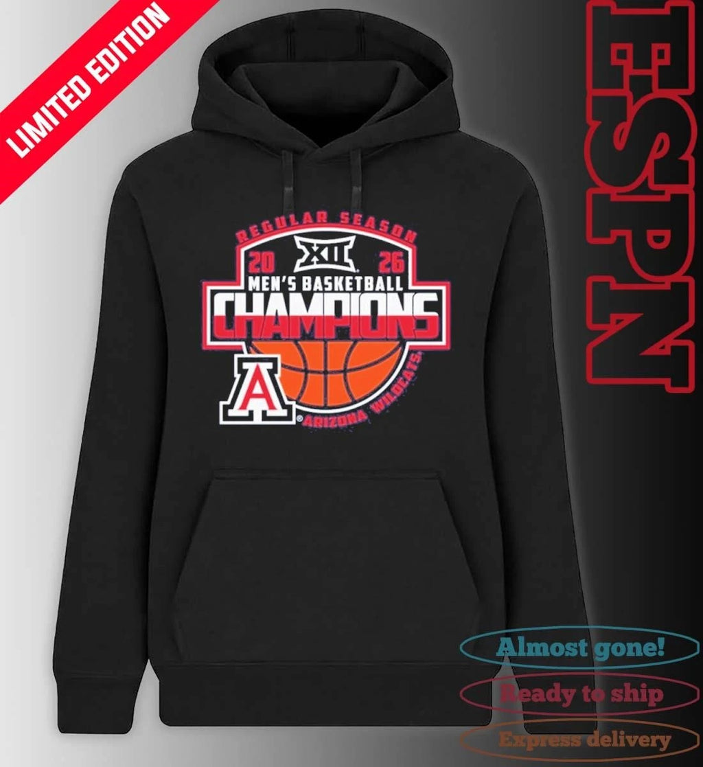 Official Arizona Wildcats 2026 Big 12 Men’s Basketball Regular Season Champions T-Shirt