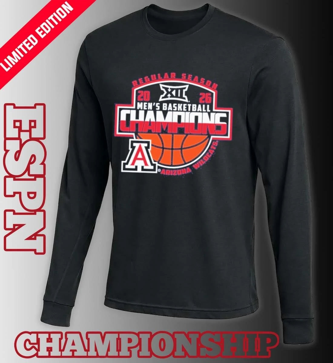 Official Arizona Wildcats 2026 Big 12 Men’s Basketball Regular Season Champions T-Shirt