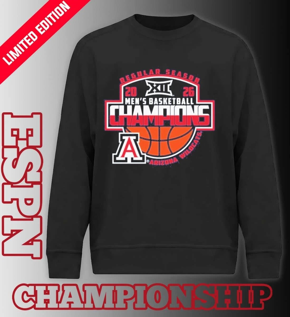 Official Arizona Wildcats 2026 Big 12 Men’s Basketball Regular Season Champions T-Shirt
