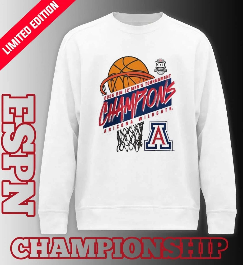 Official Arizona Wildcats 2026 Big 12 Men’s Basketball Tournament Champions Official T-Shirt