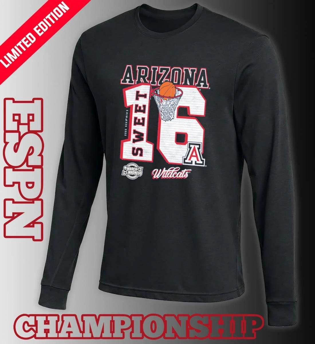 Official Arizona Wildcats 2026 NCAA March Madness Sweet 16 Bound Shirt