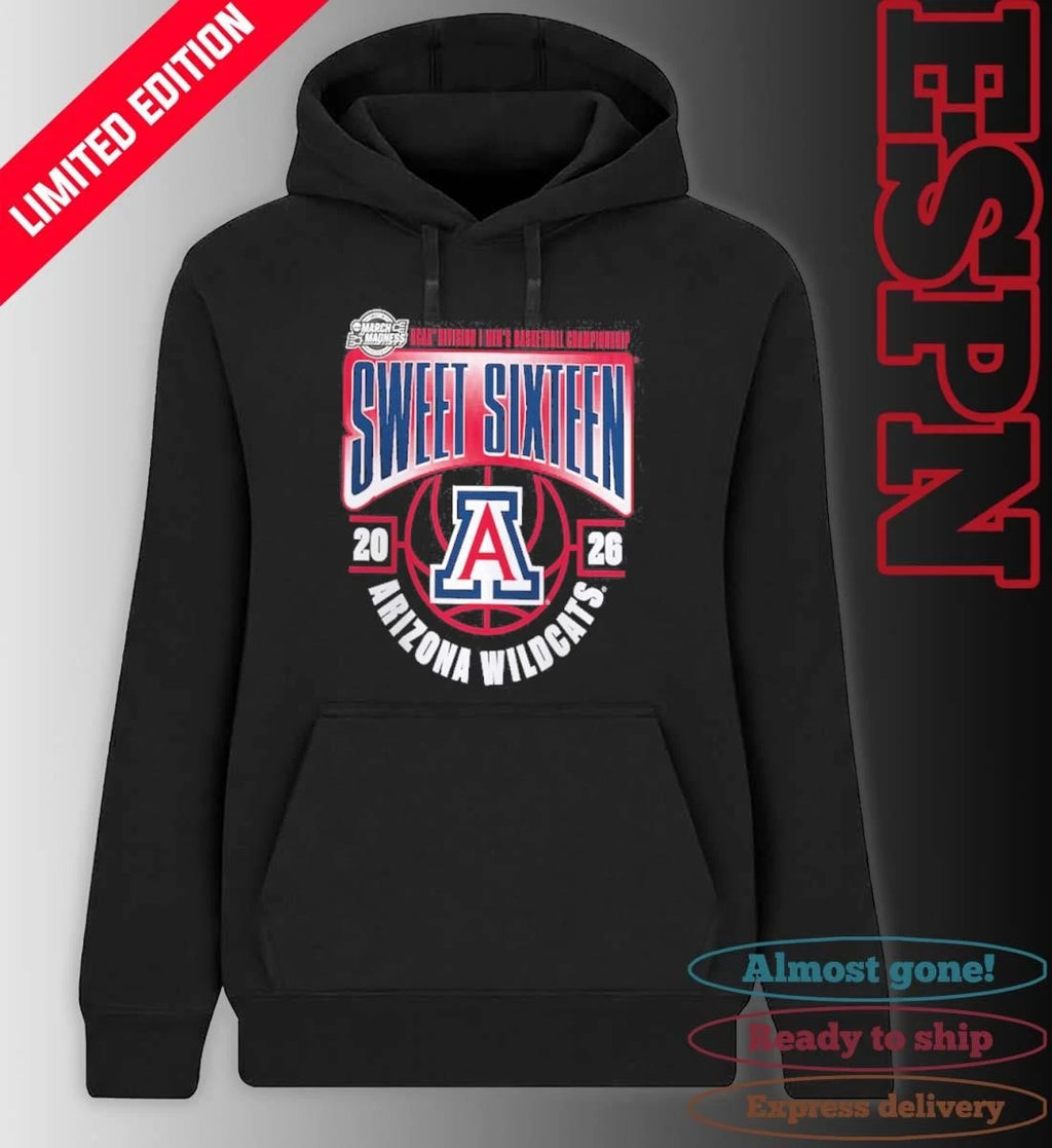Official Arizona Wildcats 2026 NCAA Men’s Basketball Tournament March Madness Sweet 16 T-Shirt