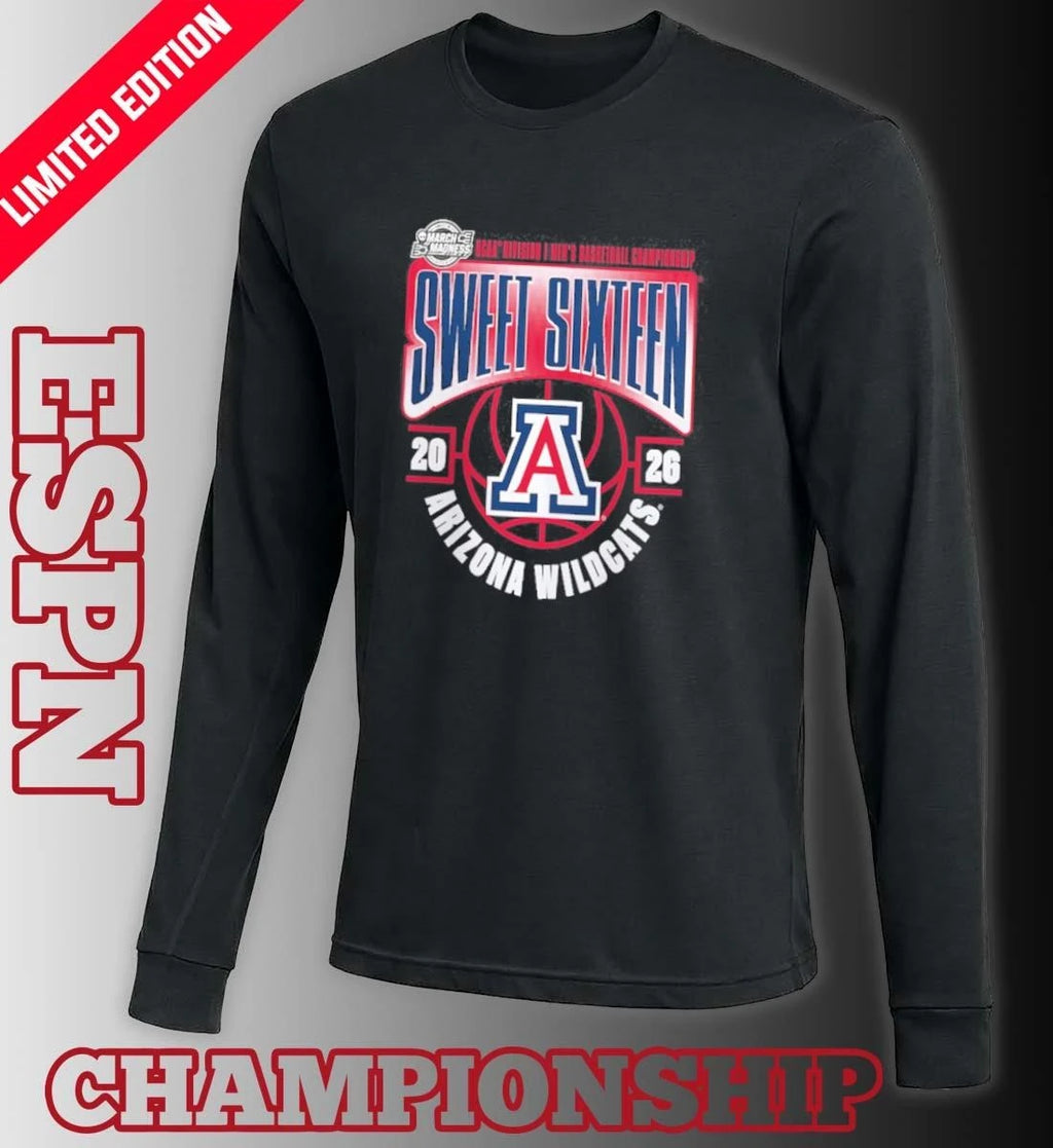 Official Arizona Wildcats 2026 NCAA Men’s Basketball Tournament March Madness Sweet 16 T-Shirt