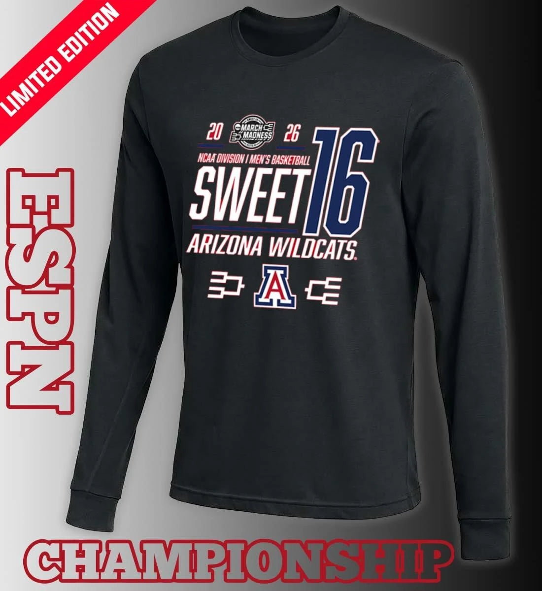 Official Arizona Wildcats NCAA Men’s March Madness Sweet 16 Shirt