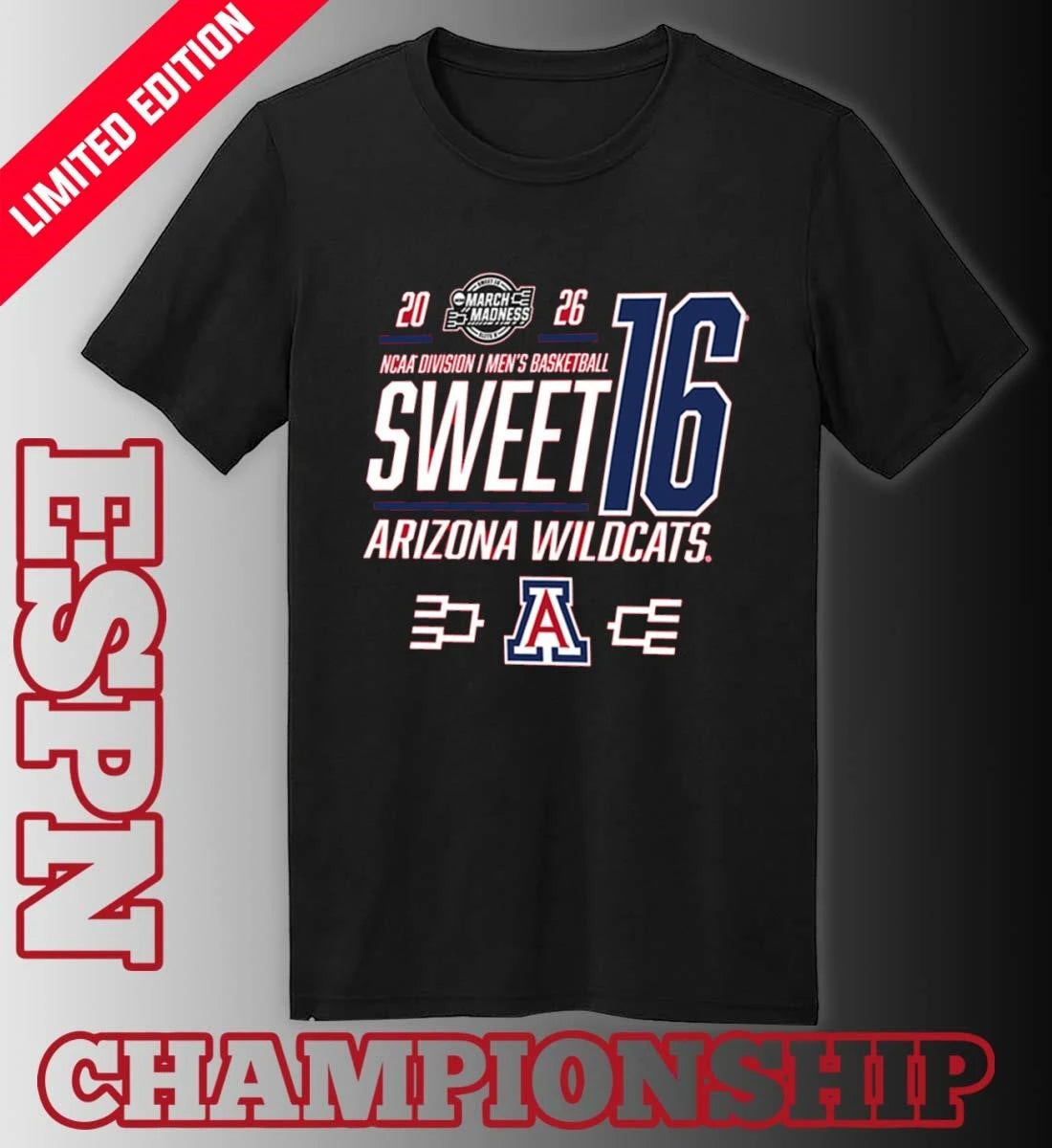 Official Arizona Wildcats NCAA Men’s March Madness Sweet 16 Shirt