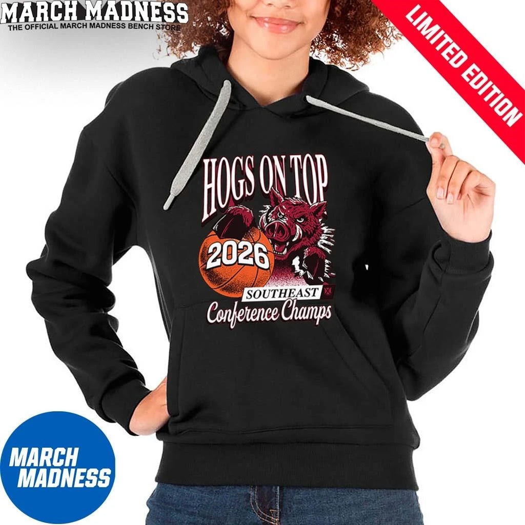 Official Arkansas Basketball Hogs On Top Southeast Conference Champs 2026 Shirt