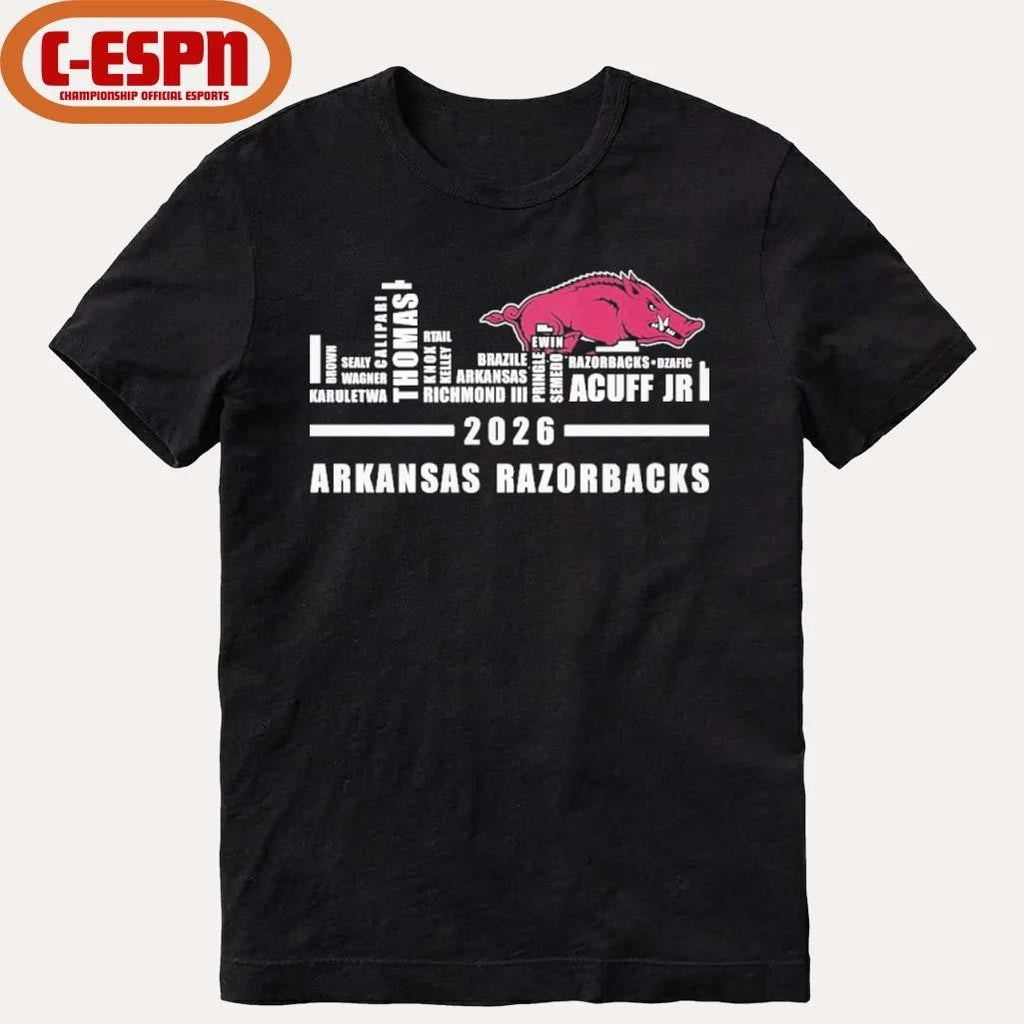 Official Arkansas Basketball Skyline Player Names 2026 Shirt
