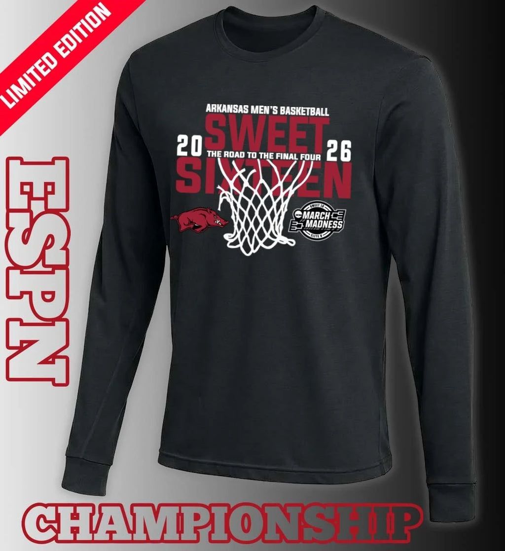 Official Arkansas Men’s Basketball 2026 Sweet Sixteen The Road To The Final Four Shirt