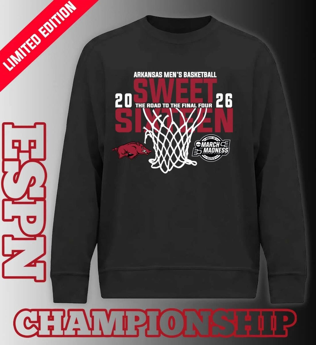 Official Arkansas Men’s Basketball 2026 Sweet Sixteen The Road To The Final Four Shirt