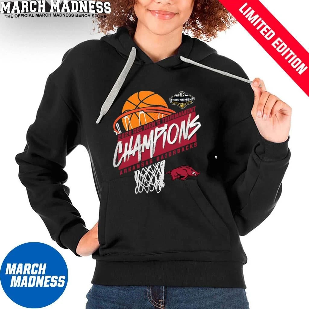 Official Arkansas Men’s Basketball SEC Tournament Champions Basket T-Shirt