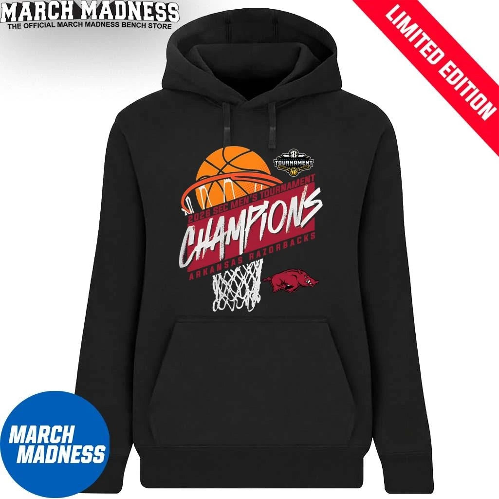 Official Arkansas Men’s Basketball SEC Tournament Champions Basket T-Shirt