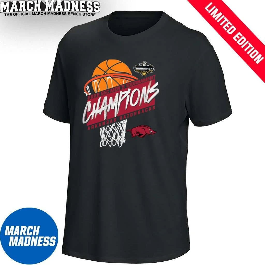 Official Arkansas Men’s Basketball SEC Tournament Champions Basket T-Shirt