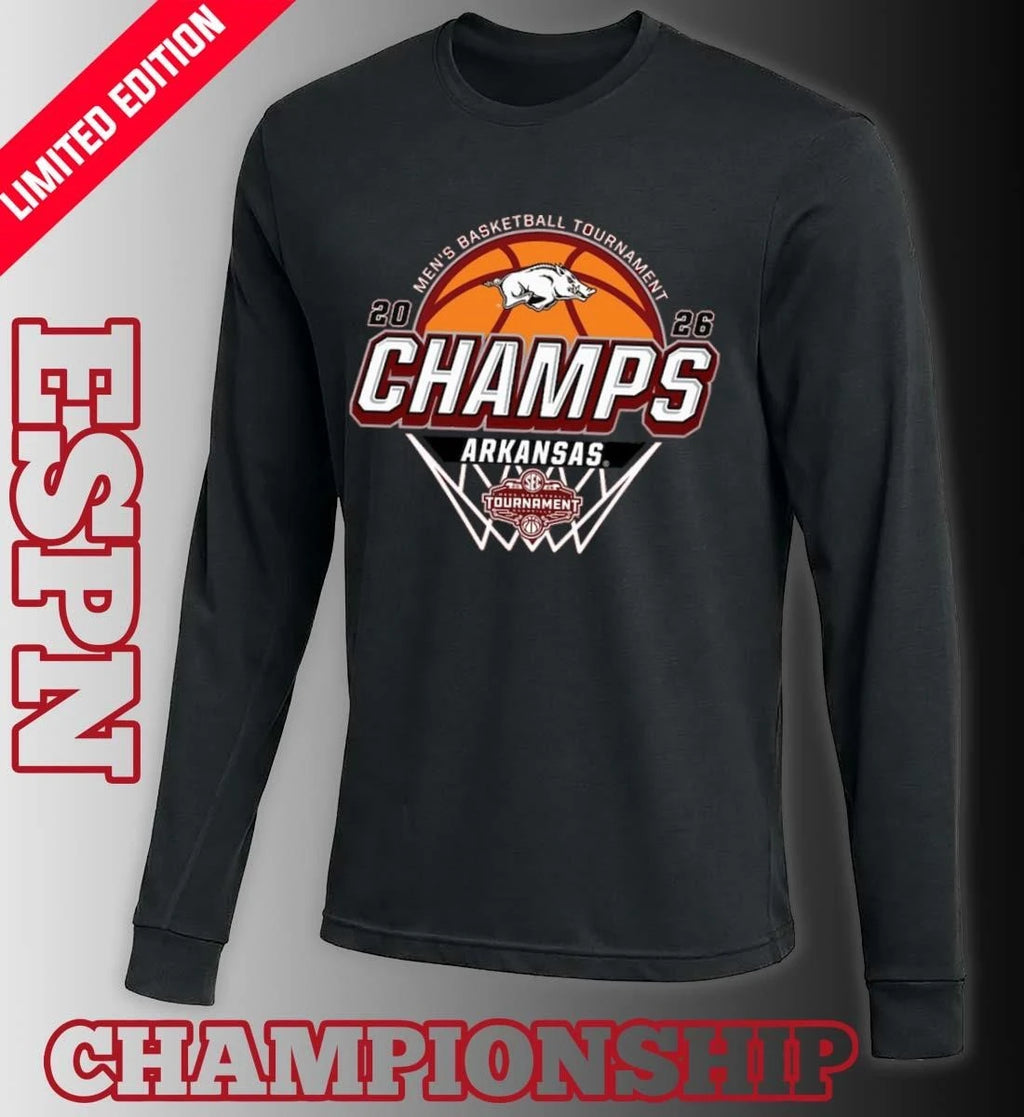 Official Arkansas Men’s Basketball SEC Tournament Champions Official Locker Room T-Shirt