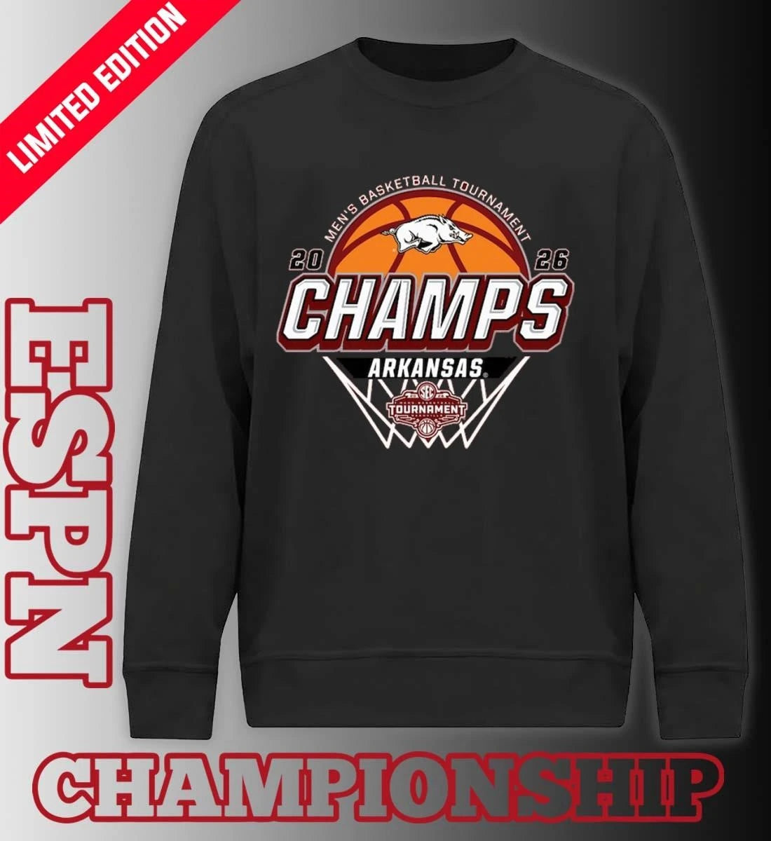 Official Arkansas Men’s Basketball SEC Tournament Champions Official Locker Room T-Shirt