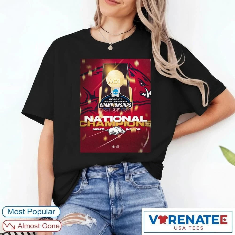 Official Arkansas Razorbacks 2026 NCAA Division I Indoor Track and Field National Championship Poster T-Shirt