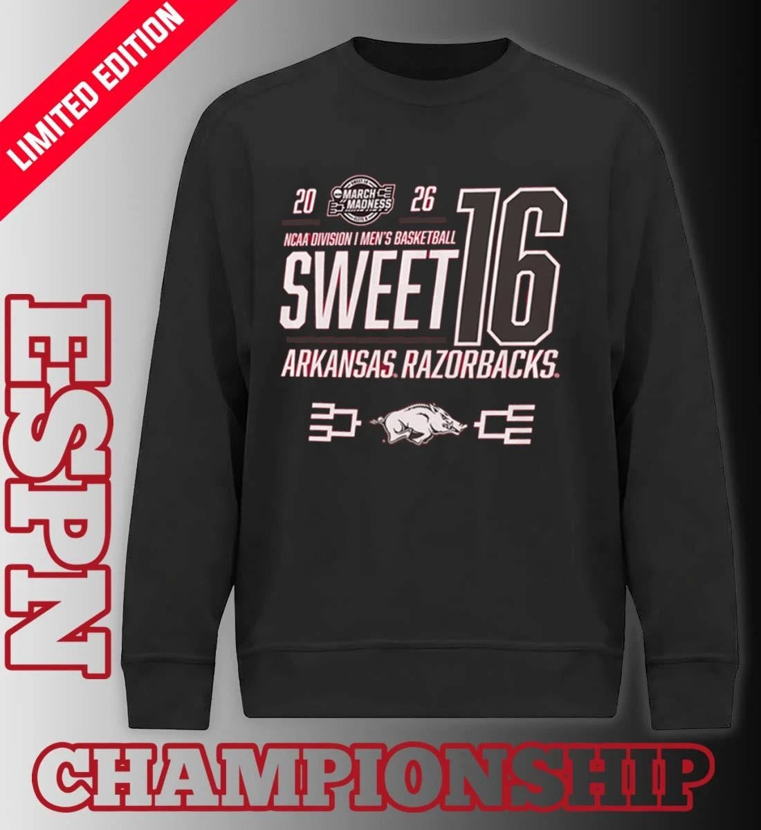 Official Arkansas Razorbacks 2026 NCAA March Madness Sweet 16 Bound Shirt