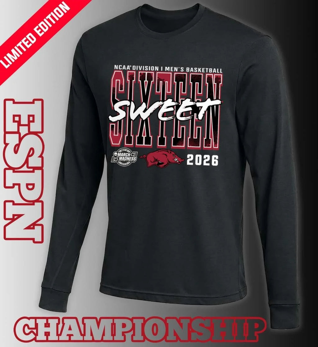 Official Arkansas Razorbacks 2026 NCAA Men’s Basketball Tournament March Madness Sweet 16 T-Shirt