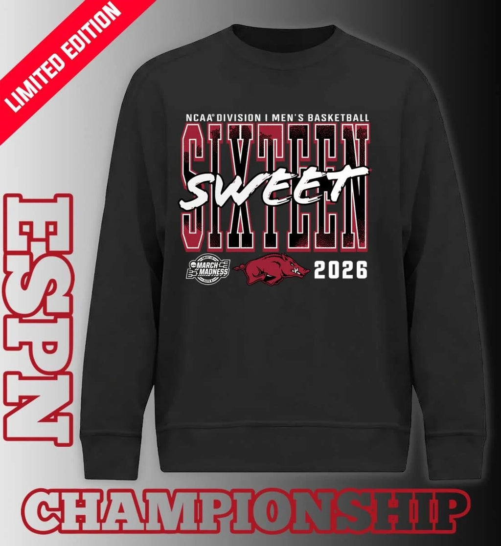 Official Arkansas Razorbacks 2026 NCAA Men’s Basketball Tournament March Madness Sweet 16 T-Shirt
