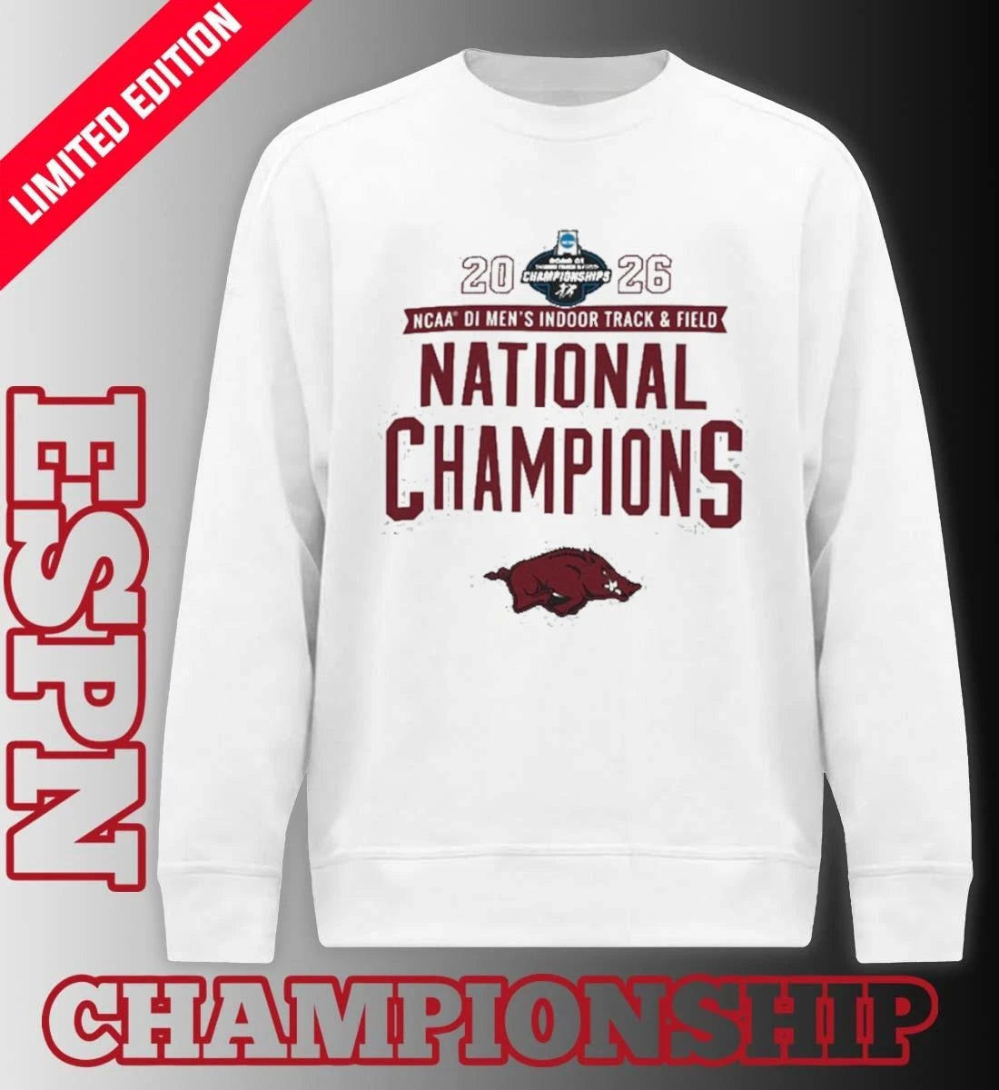 Official Arkansas Razorbacks 2026 NCAA Men’s Indoor Track &amp; Field National Champions T-Shirt