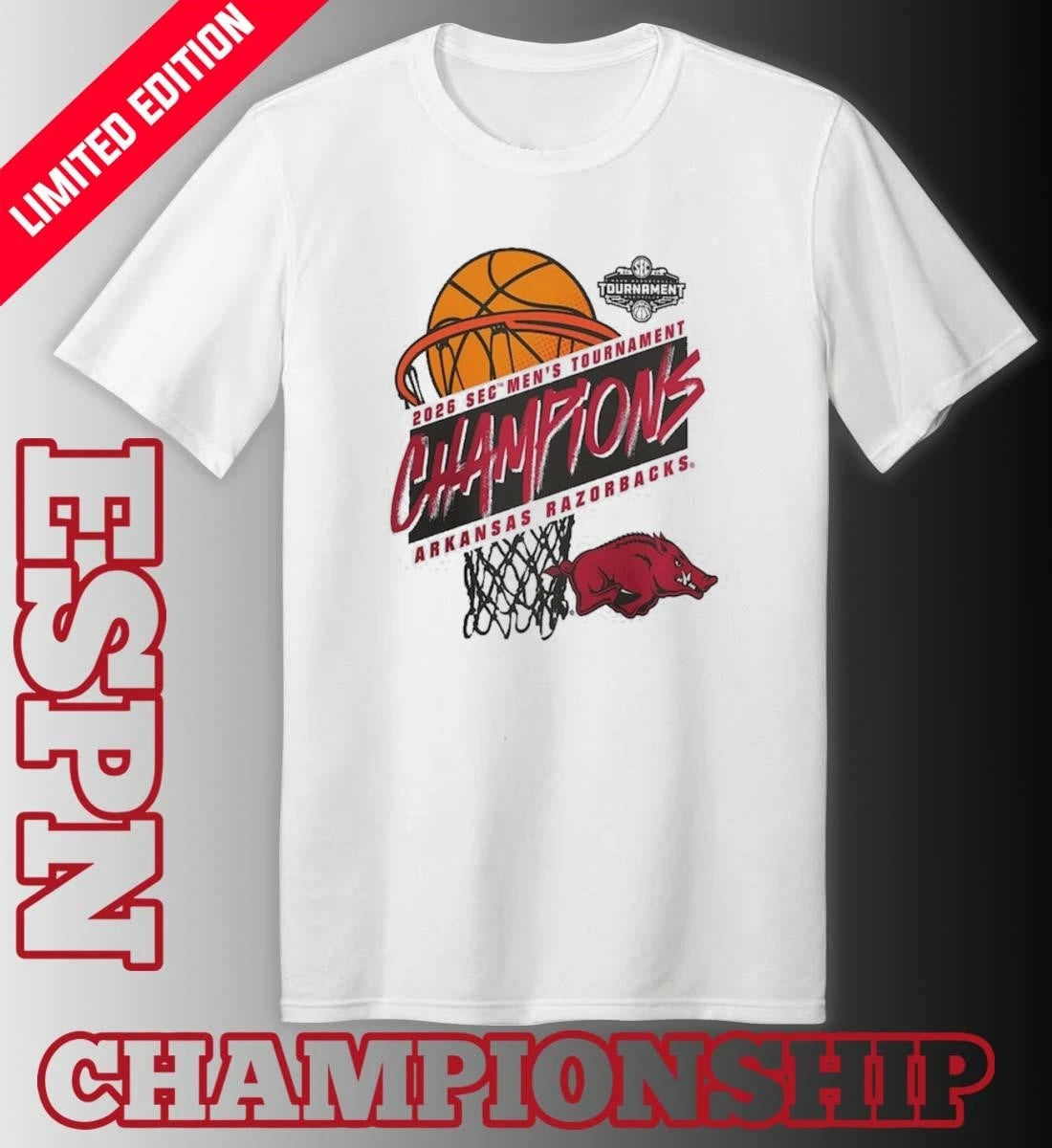 Official Arkansas Razorbacks 2026 SEC Men’s Basketball Tournament Champions Official T-Shirt