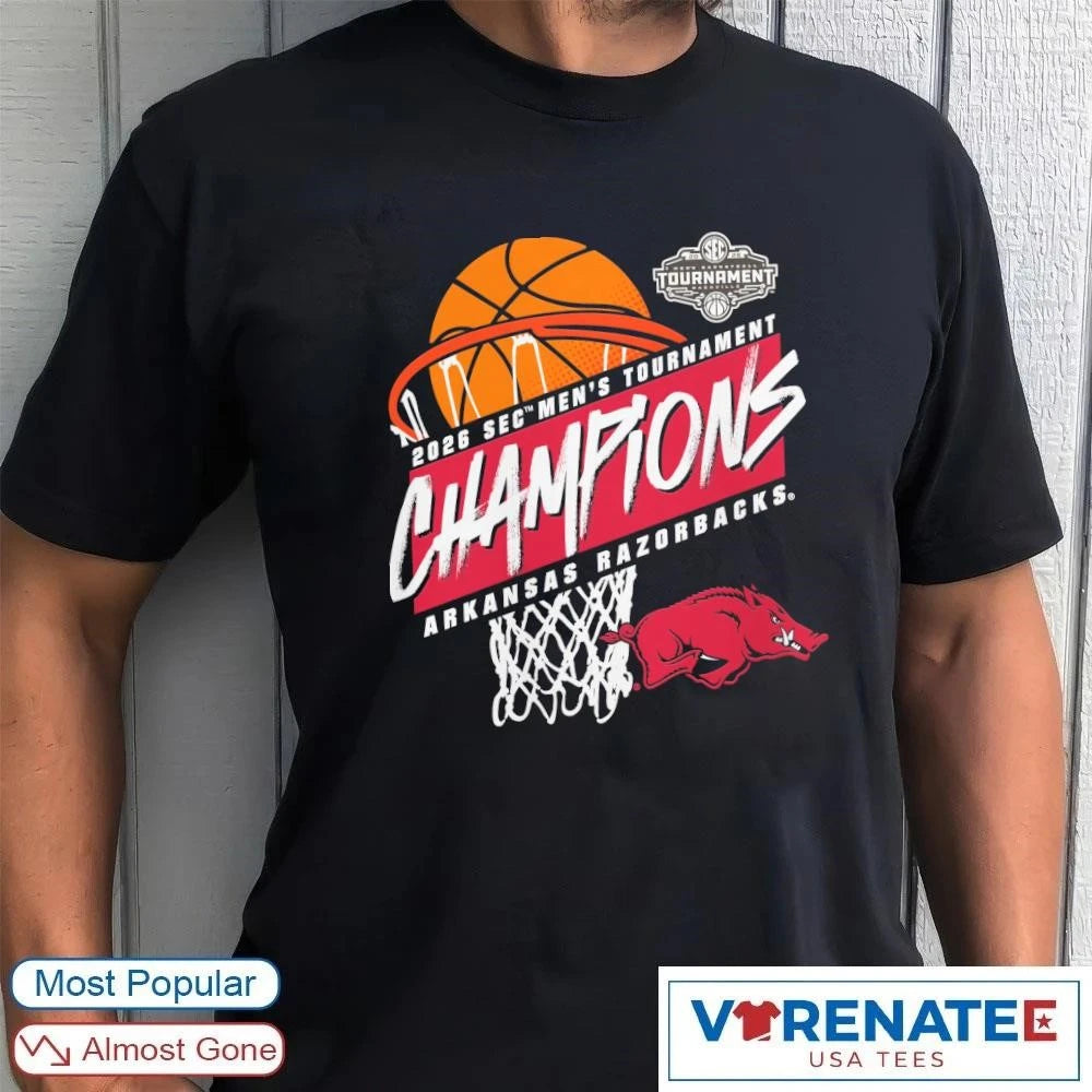 Official Arkansas Razorbacks 2026 SEC Men’s Basketball Tournament Champions T-Shirt