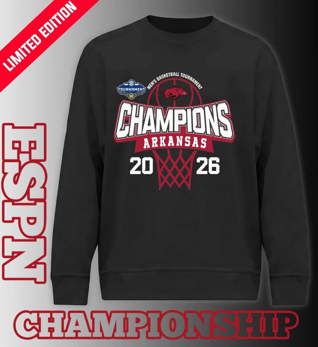 Official Arkansas Razorbacks 2026 Southeastern Conference Men’s Basketball Tournament Champions Shirt