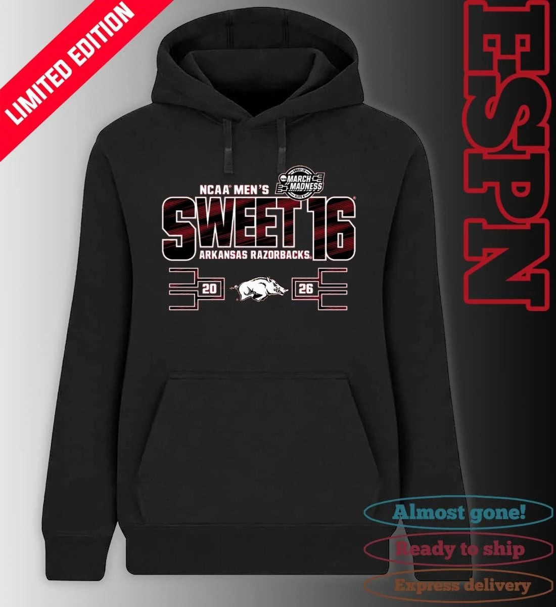 Official Arkansas Razorbacks Men’s Basketball Sweet 16 T-Shirt