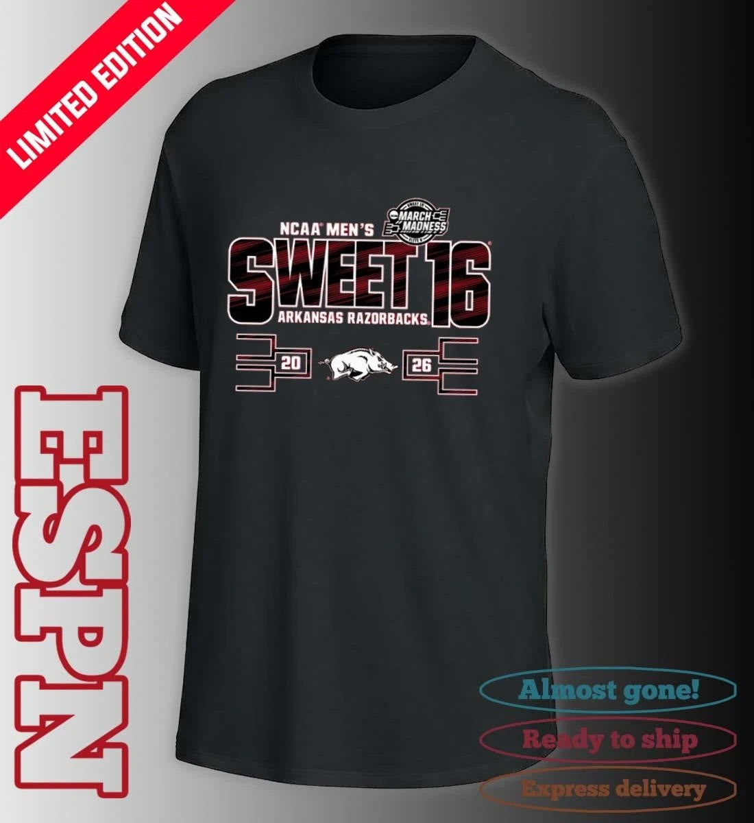 Official Arkansas Razorbacks Men’s Basketball Sweet 16 T-Shirt