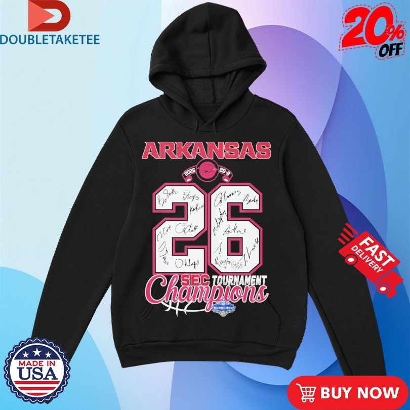 Official Arkansas Razorbacks SEC Men’s Basketball Tournament Champions 2026 26-8 Signatures Shirts