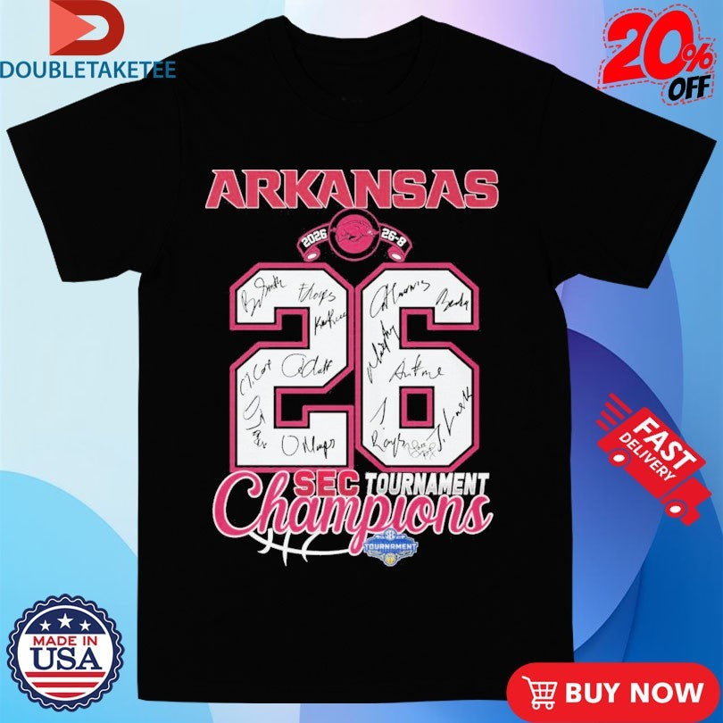 Official Arkansas Razorbacks SEC Men’s Basketball Tournament Champions 2026 26-8 Signatures Shirts