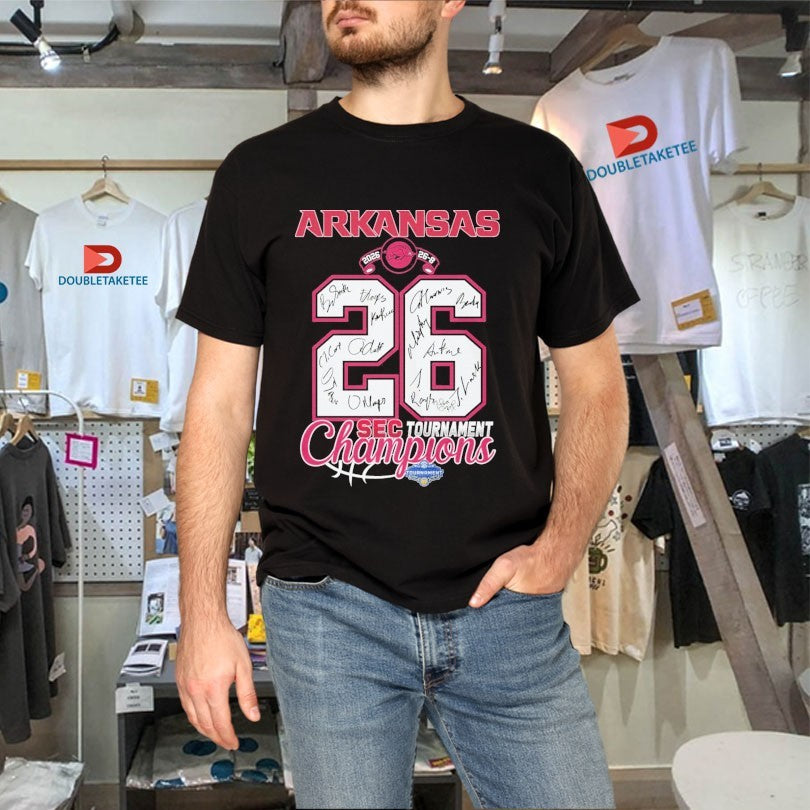 Official Arkansas Razorbacks SEC Men’s Basketball Tournament Champions 2026 26-8 Signatures Shirts
