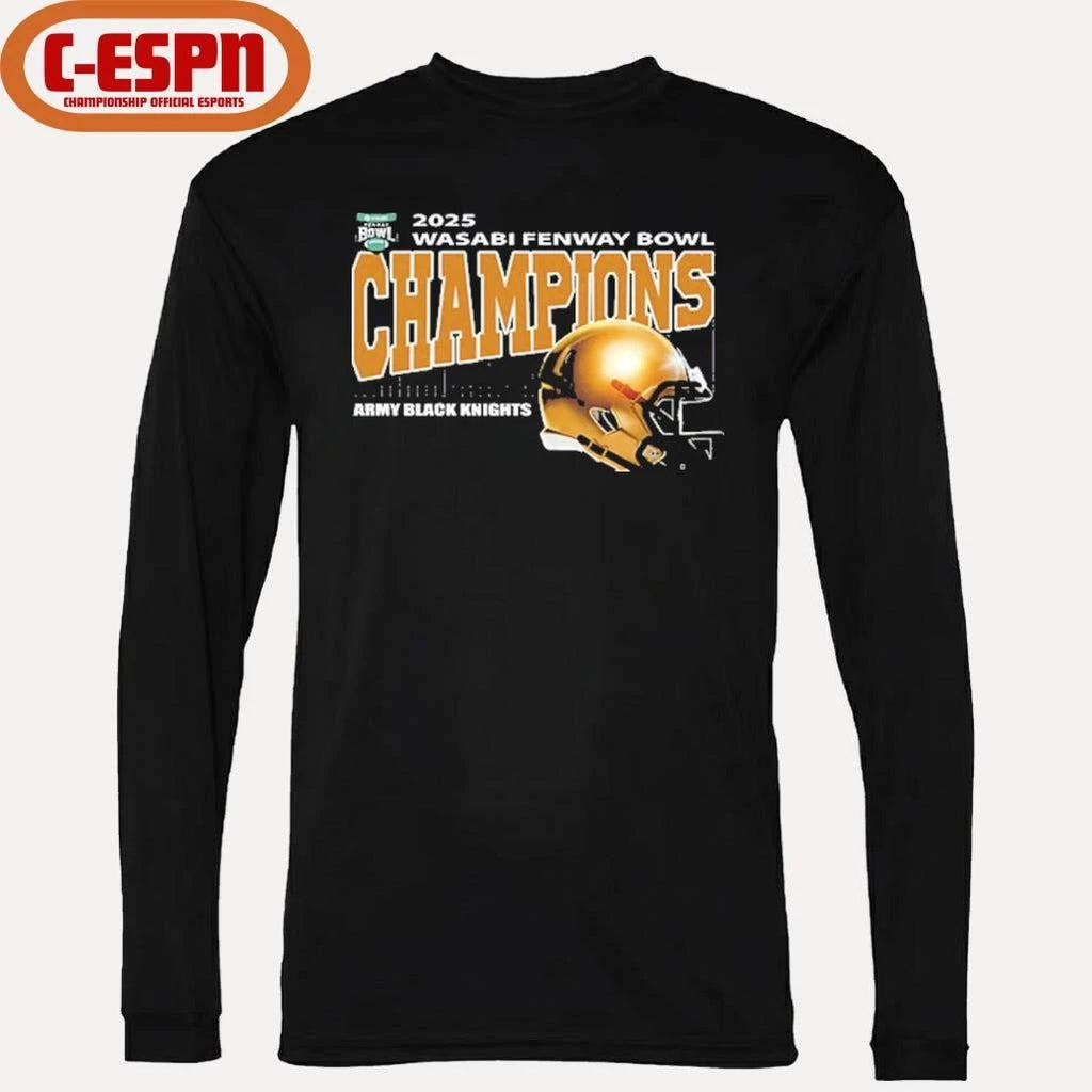 Official Army Black Knights 2025 Wasabi Fenway Bowl Champions Helmet Shirt