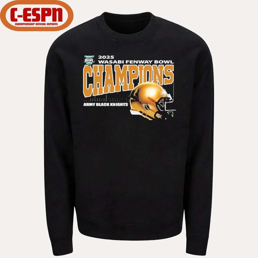 Official Army Black Knights 2025 Wasabi Fenway Bowl Champions Helmet Shirt