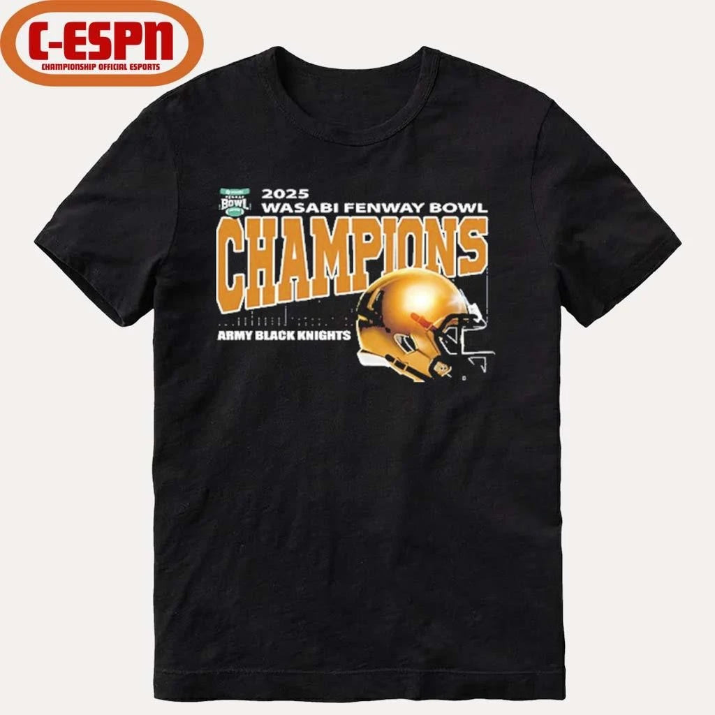 Official Army Black Knights 2025 Wasabi Fenway Bowl Champions Helmet Shirt