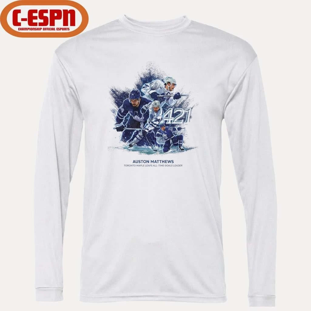 Official Auston Matthews 421 Career Goal All-Time Goals Leader T-Shirt