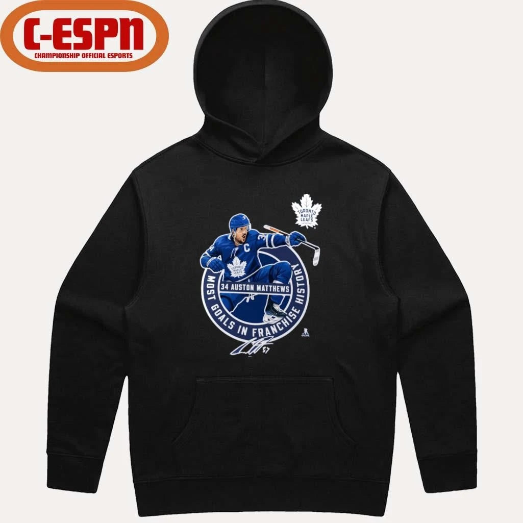 Official Auston Matthews Toronto Maple Leafs Most Goals in Franchise History T-Shirt