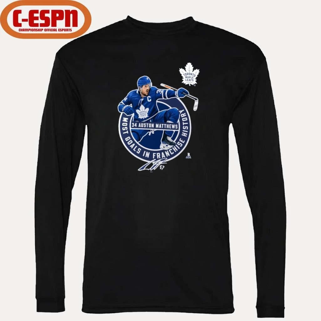 Official Auston Matthews Toronto Maple Leafs Most Goals in Franchise History T-Shirt