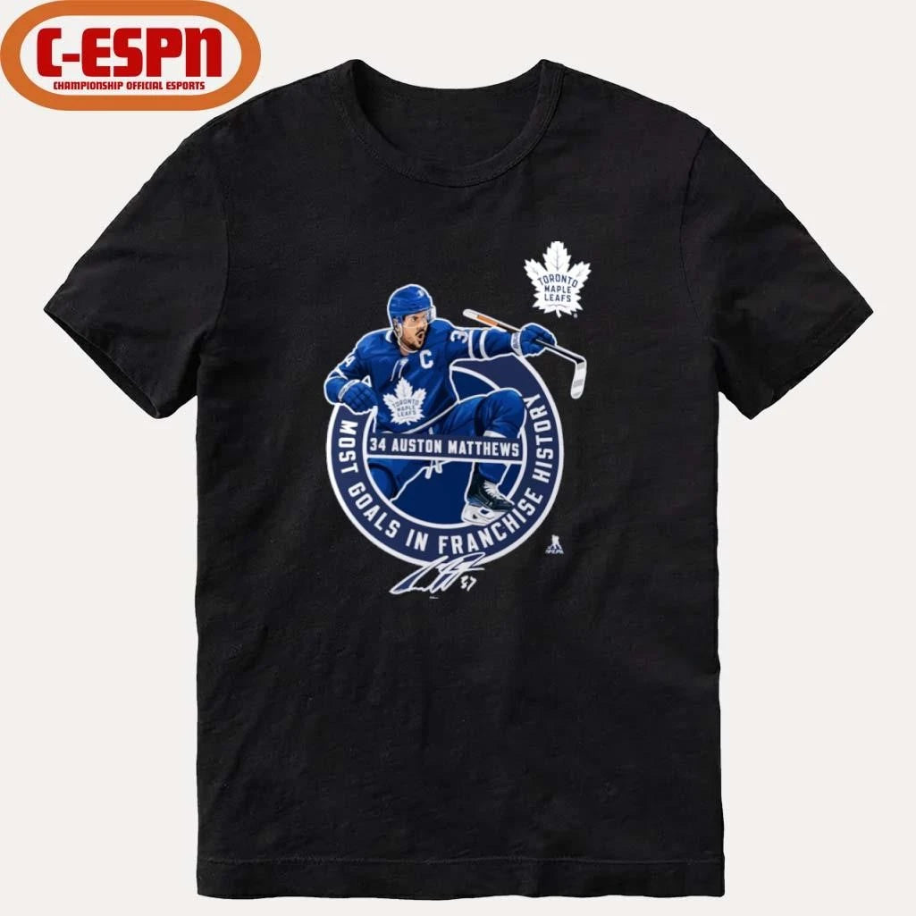 Official Auston Matthews Toronto Maple Leafs Most Goals in Franchise History T-Shirt