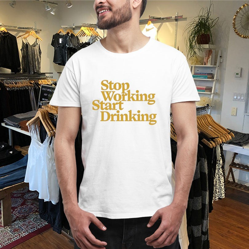 Official Average Rob Stop Working Start Drinking Shirts