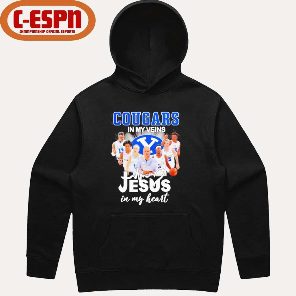 Official BYU Cougars Men’s Basketball In My Veins Jesus In My Heart Shirt