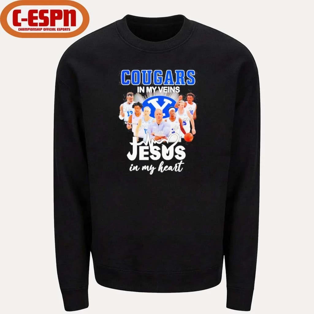 Official BYU Cougars Men’s Basketball In My Veins Jesus In My Heart Shirt