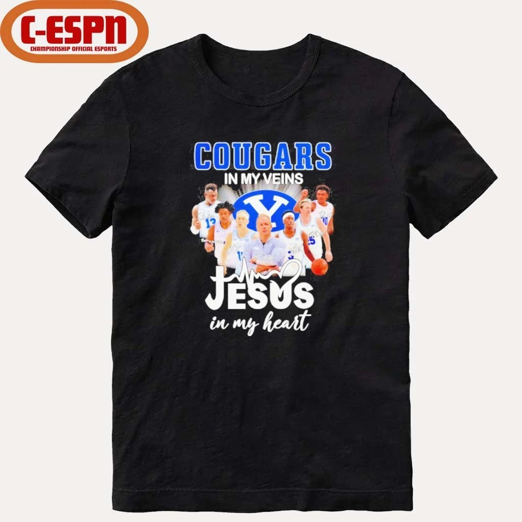 Official BYU Cougars Men’s Basketball In My Veins Jesus In My Heart Shirt
