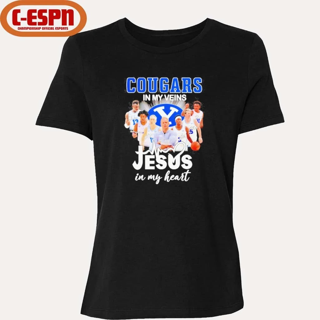 Official BYU Cougars Men’s Basketball In My Veins Jesus In My Heart Shirt