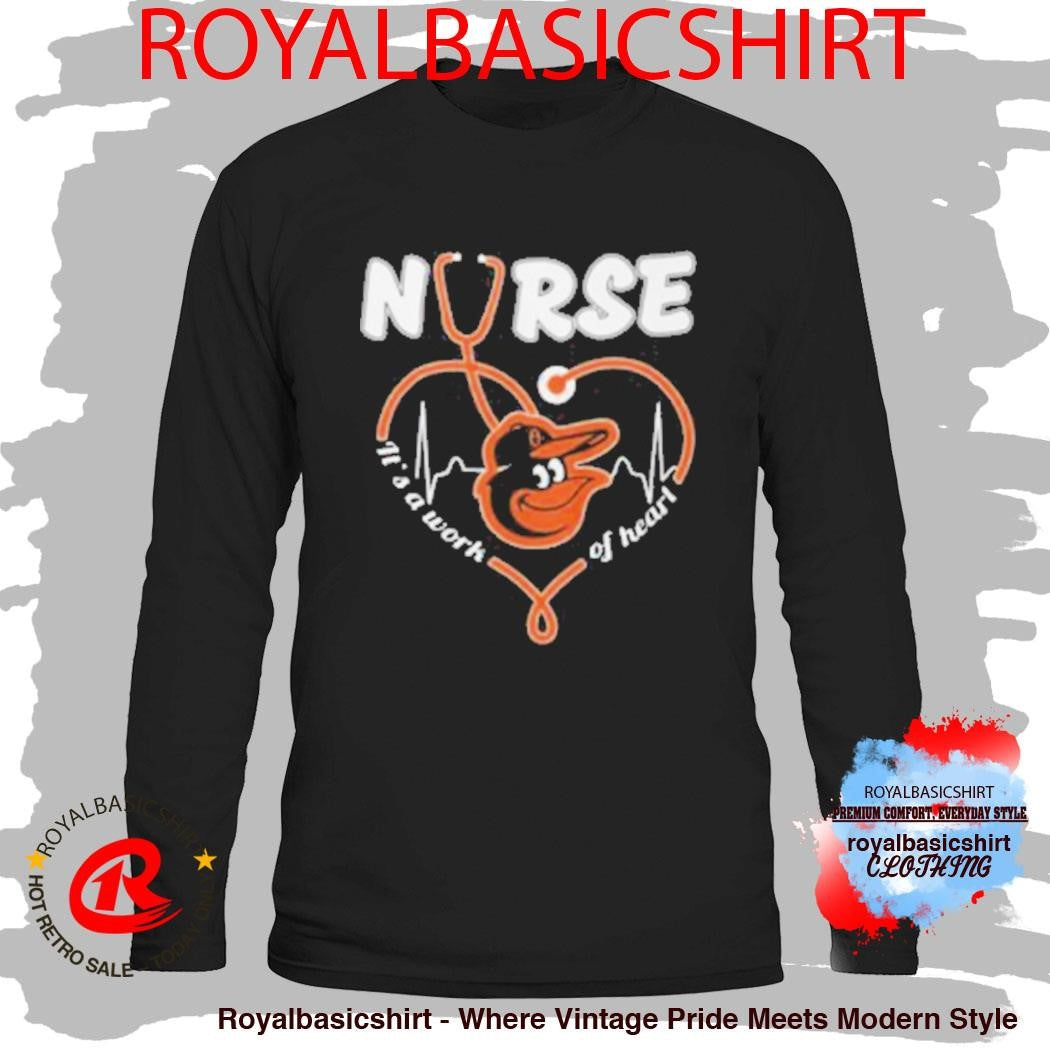 Official Baltimore Orioles Nurse Heart Stethoscope Baseball Fan Shirt
