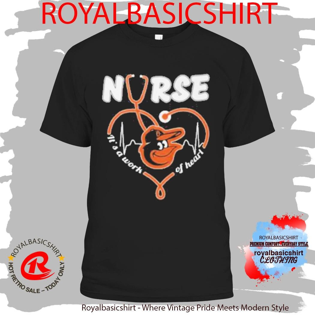 Official Baltimore Orioles Nurse Heart Stethoscope Baseball Fan Shirt
