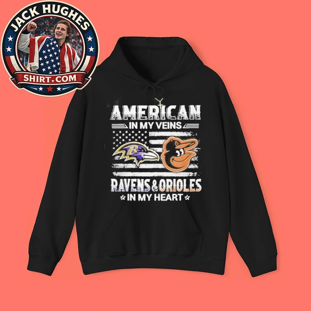 Official Baltimore Ravens And Orioles American Flag Sports Fan Shirt